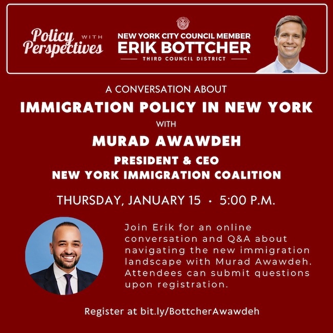 Council Member Bottcher’s Jan. 15 Online Forum Looks at the ‘New Immigration Policy Landscape’