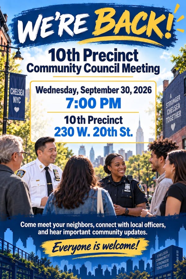 This Week & Next Week, In & Around Chelsea: Sept. 28-Oct. 4, 2026